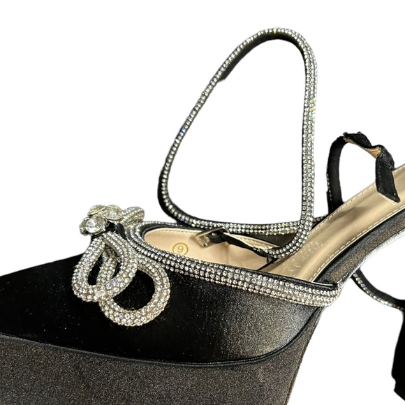 JENN ARDOR Women's Ankle Strap Pumps Crystal embelished platform high heels - Picture 5 of 9